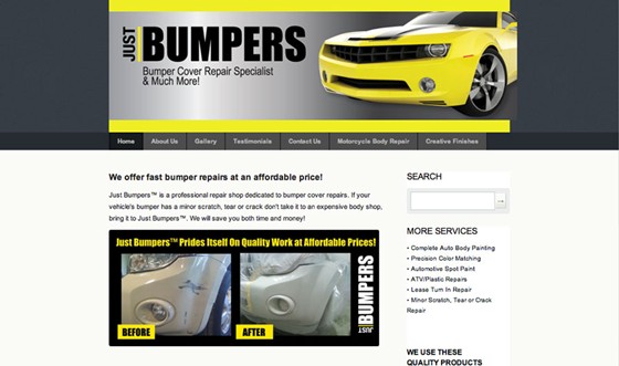 Webpage Designs: Just-Bumpers website design