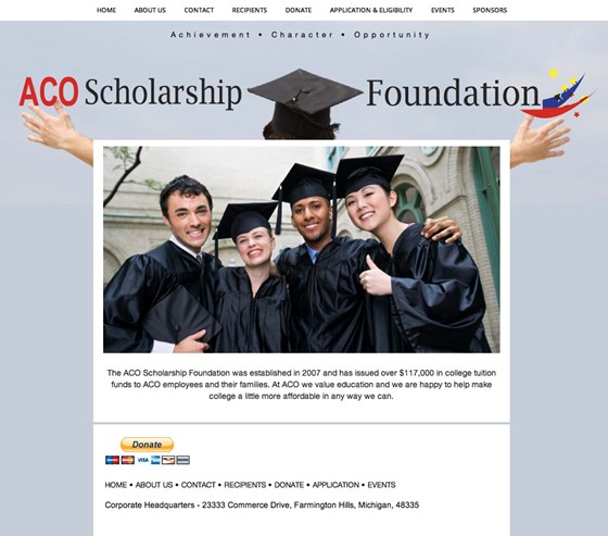 Webpage Designs: ACO Scholarship Foundation Site